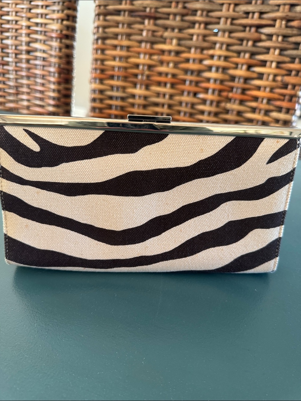 Banana Republic Classic Zebra Print Canvas Clutch - Brown and Cream. Like New!